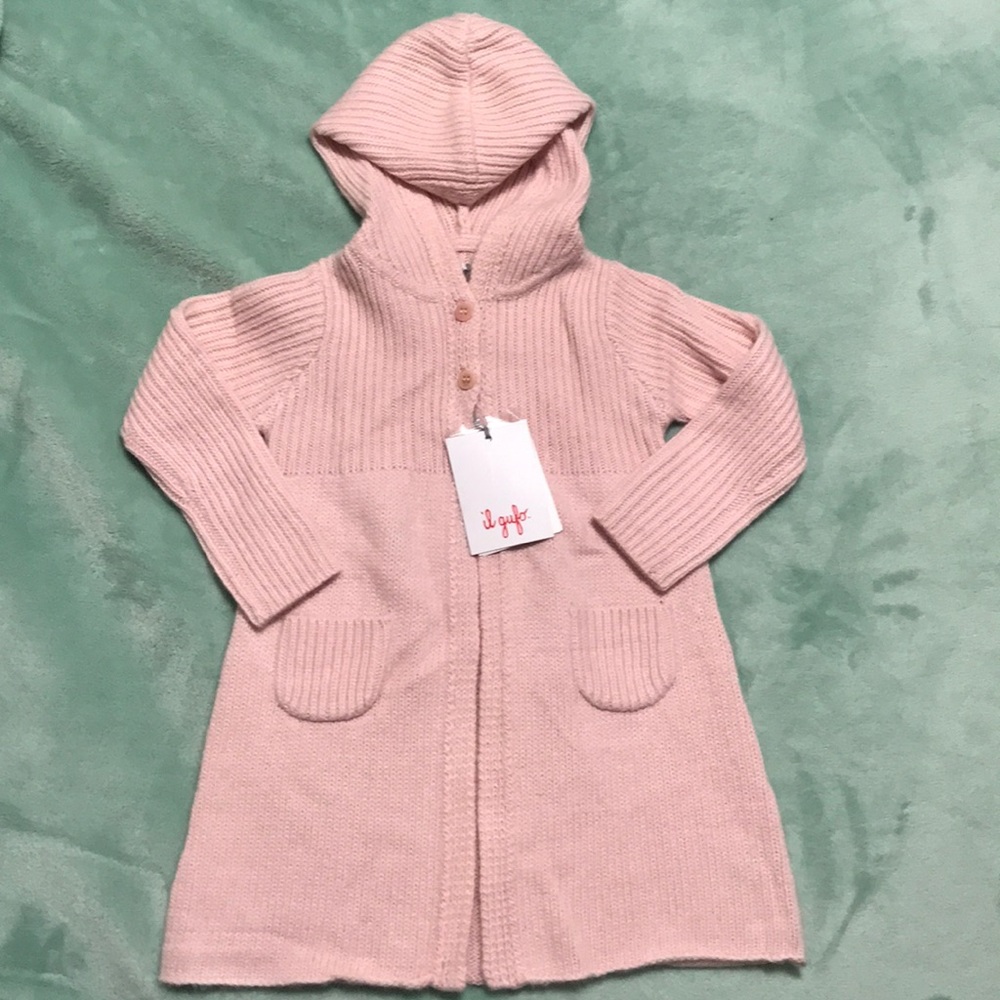 BNWT IL Gufo Pink knit girls cardigan size 2